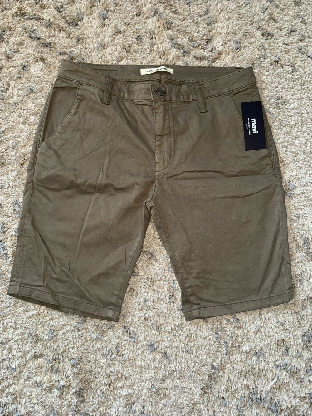 Mavi Olive Green Color Flat Front Men’s Shorts